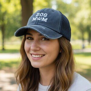 Women's Baseball Cap - Dog Mom - Distressed - New